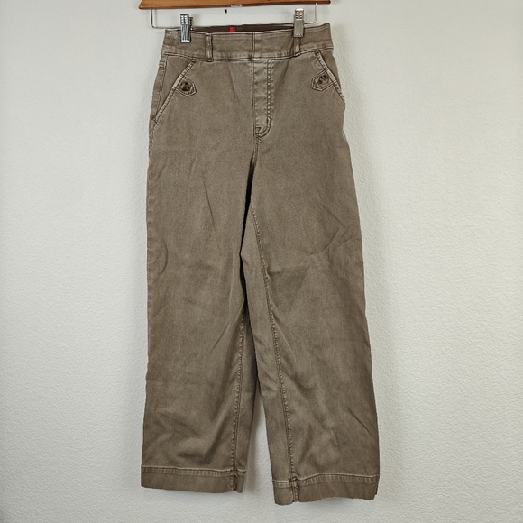 SPANX Stretch Twill Cropped Wide Leg Pants In Cedar Size Small Women's - Picture 4 of 12